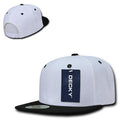Decky Trendy Flat Bill Snapback Baseball 6 Panel Caps Hats Unisex-350-351-WHITE / BLACK-