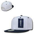 Decky Trendy Flat Bill Snapback Baseball 6 Panel Caps Hats Unisex-350-351-WHITE / NAVY-