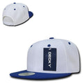 Decky Trendy Flat Bill Snapback Baseball 6 Panel Caps Hats Unisex-350-351-WHITE / ROYAL-