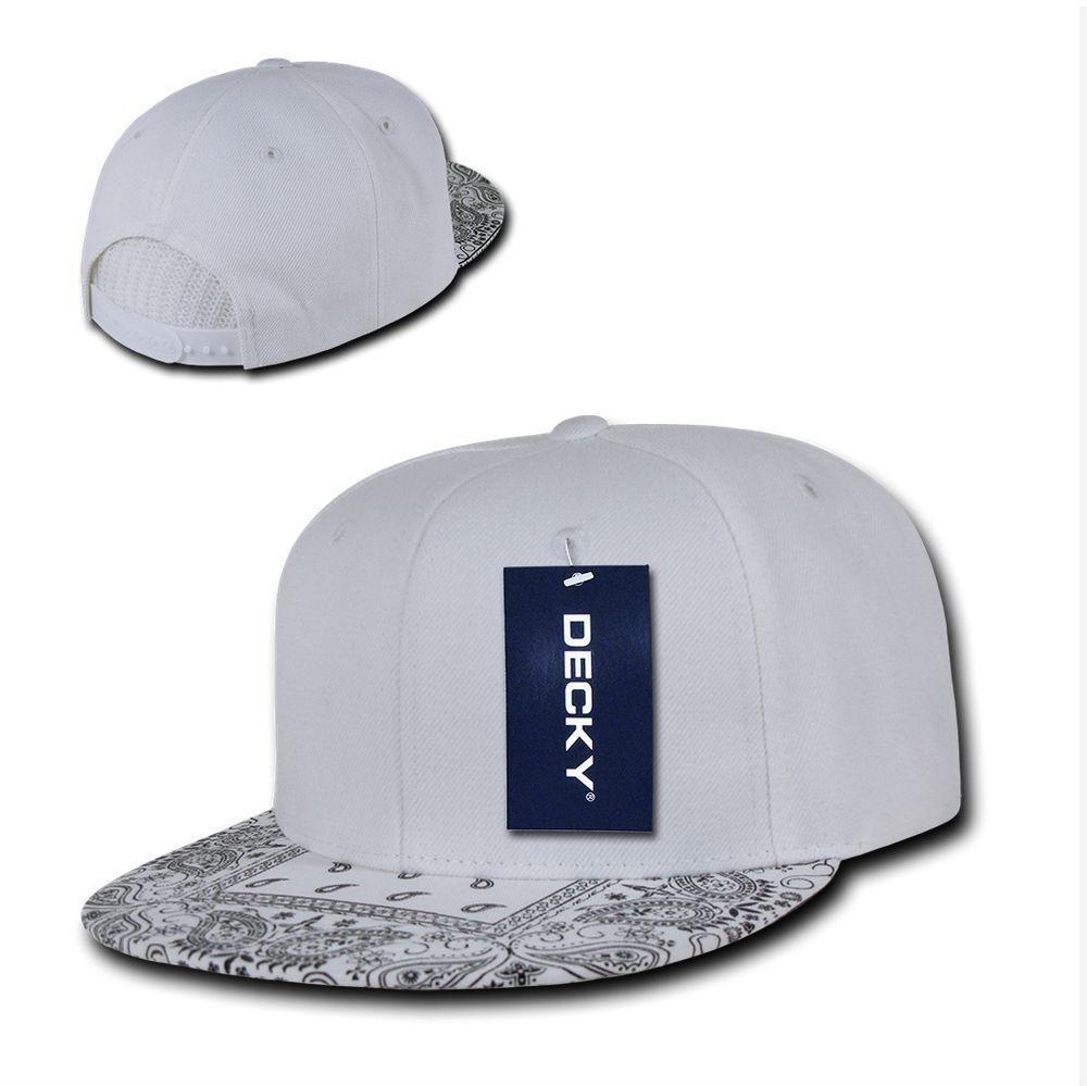 Decky Trendy Paisley Bandana Snapback Two Tone 6 Panel Flat Bill Hats Caps-Black/Black-