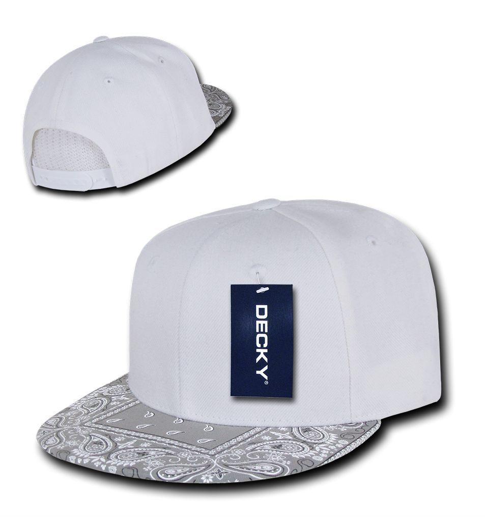 Decky Trendy Paisley Bandana Snapback Two Tone 6 Panel Flat Bill Hats Caps-Black/Black-