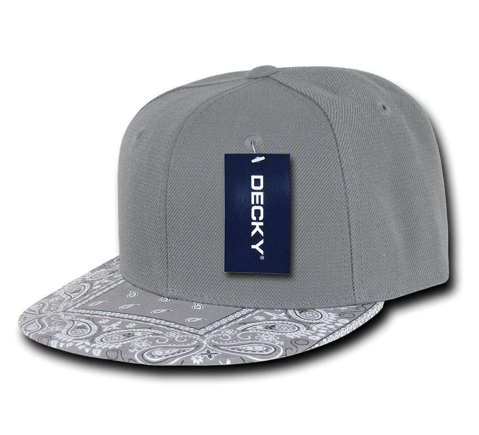 Decky Trendy Paisley Bandana Snapback Two Tone 6 Panel Flat Bill Hats Caps-Black/Black-