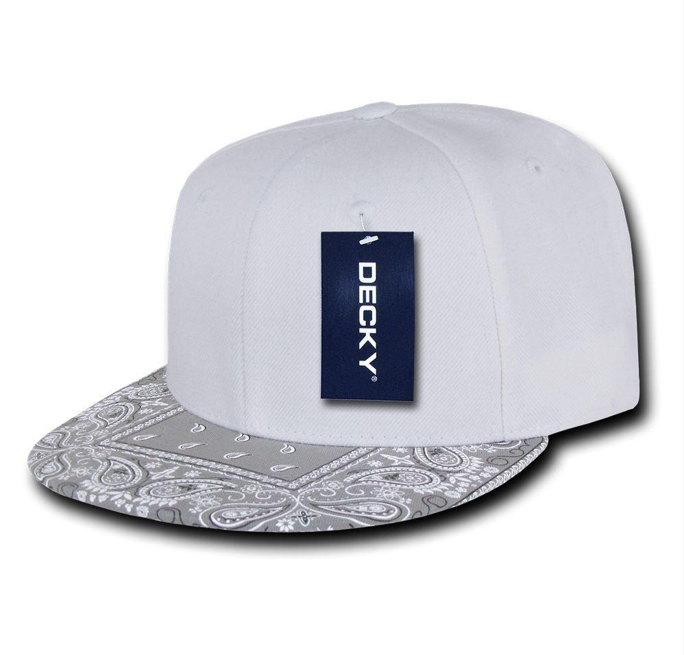 Decky Trendy Paisley Bandana Snapback Two Tone 6 Panel Flat Bill Hats Caps-Black/Black-