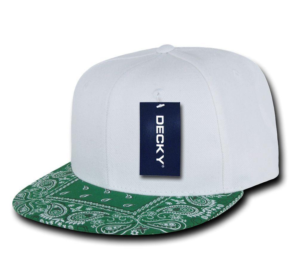 Decky Trendy Paisley Bandana Snapback Two Tone 6 Panel Flat Bill Hats Caps-Black/Black-