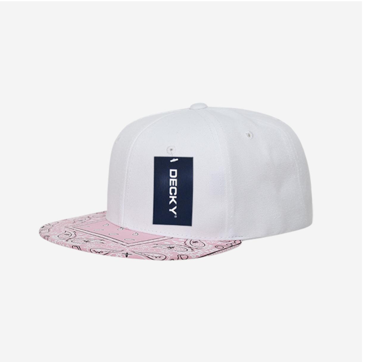 Decky Trendy Paisley Bandana Snapback Two Tone 6 Panel Flat Bill Hats Caps-Black/Black-