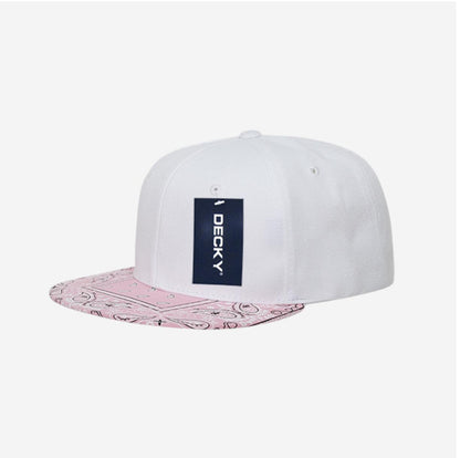 Decky Trendy Paisley Bandana Snapback Two Tone 6 Panel Flat Bill Hats Caps-Black/Black-