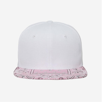 Decky Trendy Paisley Bandana Snapback Two Tone 6 Panel Flat Bill Hats Caps-Black/Black-