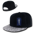 Decky Trendy Paisley Bandana Snapback Two Tone 6 Panel Flat Bill Hats Caps-Black/Grey-