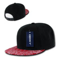 Decky Trendy Paisley Bandana Snapback Two Tone 6 Panel Flat Bill Hats Caps-Black/Red-