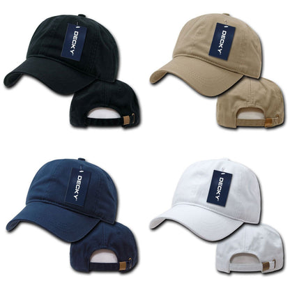 Decky Two Ply Polo Washed Heavy Cotton 6 Panel Dad Caps Hats-Black-