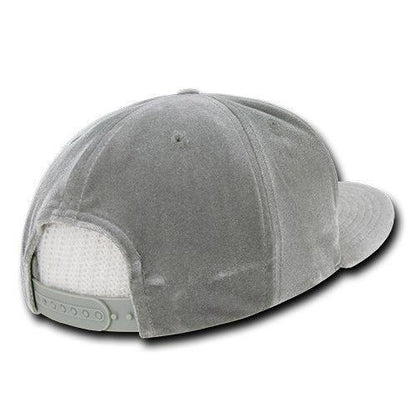 Decky Velvet Snapbacks Flat Bill 6 Panel Baseball Hats Caps Unisex-Black-