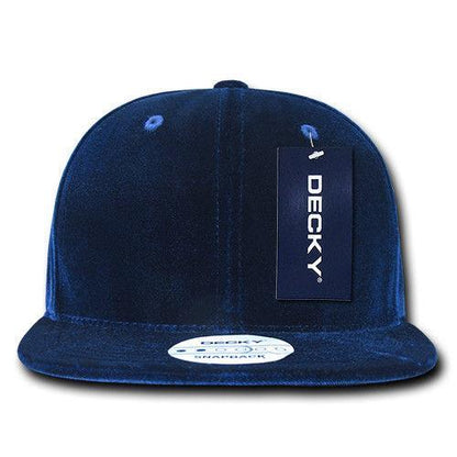 Decky Velvet Snapbacks Flat Bill 6 Panel Baseball Hats Caps Unisex-Black-