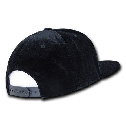 Decky Velvet Snapbacks Flat Bill 6 Panel Baseball Hats Caps Unisex-Black-