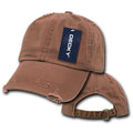 Decky Vintage Frayed Washed Vintage Worn Old Look Polo 6 Panel Dad Hats Caps-BROWN-