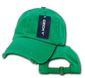 Decky Vintage Frayed Washed Vintage Worn Old Look Polo 6 Panel Dad Hats Caps-KELLY GREEN-