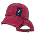 Decky Vintage Frayed Washed Vintage Worn Old Look Polo 6 Panel Dad Hats Caps-Maroon-