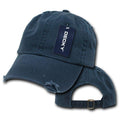 Decky Vintage Frayed Washed Vintage Worn Old Look Polo 6 Panel Dad Hats Caps-NAVY-