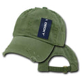 Decky Vintage Frayed Washed Vintage Worn Old Look Polo 6 Panel Dad Hats Caps-OLIVE-