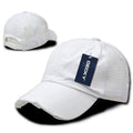 Decky Vintage Ripped Mesh Washed 6 Panel Cotton Pre-Curved Trucker Caps Hats-110 - White-