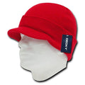 Decky Visor Beanie Cuffed Knit Caps Hats Ski Skull Red Royal Sky Unisex-Red-