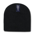 Decky Waffle Knit Beanies Short Uncuffed Braid Crocheted Hats Caps Warm Winter-Black-
