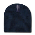 Decky Waffle Knit Beanies Short Uncuffed Braid Crocheted Hats Caps Warm Winter-Navy-