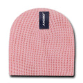 Decky Waffle Knit Beanies Short Uncuffed Braid Crocheted Hats Caps Warm Winter-Pink-