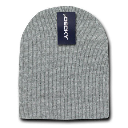 Decky Warm Winter Beanies Uncuffed Short Knit Ski Snowboard Caps Hats Unisex-KCS-Heather Grey-