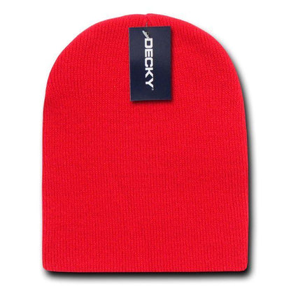 Decky Warm Winter Beanies Uncuffed Short Knit Ski Snowboard Caps Hats Unisex-KCS-Red-