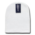 Decky Warm Winter Beanies Uncuffed Short Knit Ski Snowboard Caps Hats Unisex-KCS-White-