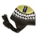 Decky Warm Winter Peruvian Knit Beanies Braided Ear Tails Chullo Caps Hats-Brown (Pattern)-