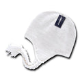 Decky Warm Winter Peruvian Knit Beanies Braided Ear Tails Chullo Caps Hats-White (Solid)-