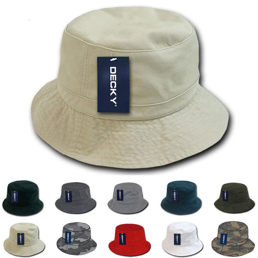 Decky Washed Cotton Twill Fisherman'S Polo Fitted Bucket Chino Hats Caps Unisex-S/M-Black-