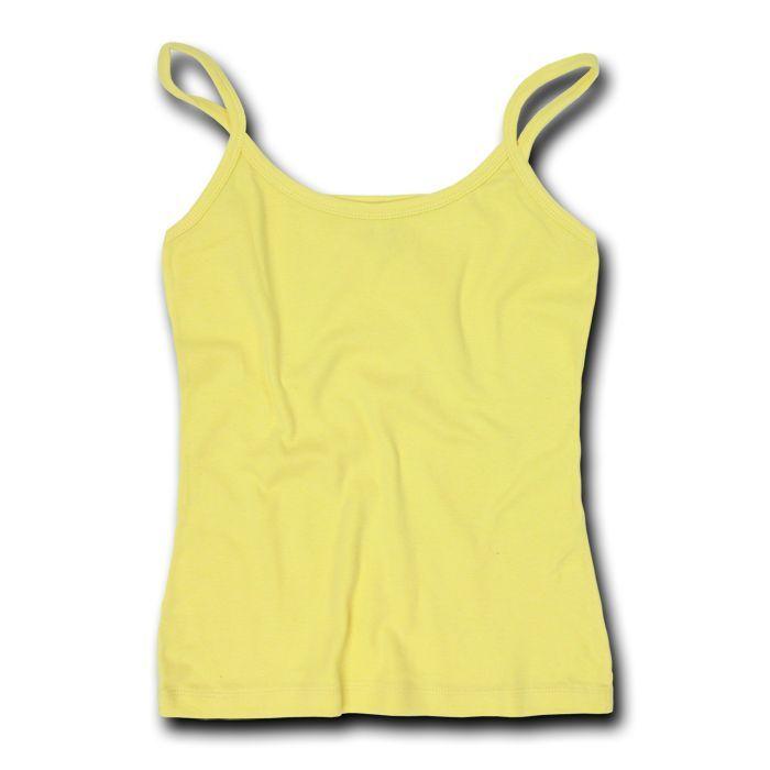 Decky Women'S Cotton Jersey Rib Spaghetti Strap T-Shirt Camisole Tanks-Small-Banana-