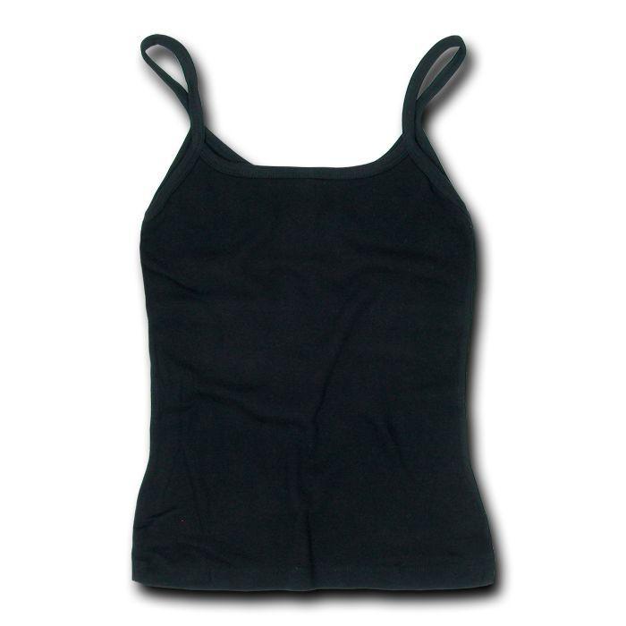 Decky Women'S Cotton Jersey Rib Spaghetti Strap T-Shirt Camisole Tanks-Small-Black-
