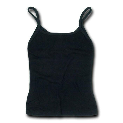 Decky Women'S Cotton Jersey Rib Spaghetti Strap T-Shirt Camisole Tanks-Small-Black-