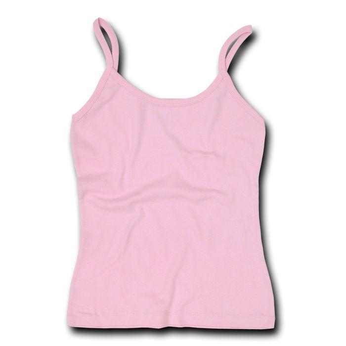 Decky Women'S Cotton Jersey Rib Spaghetti Strap T-Shirt Camisole Tanks-Small-Pink-