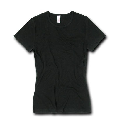 Decky Women'S Women 30S Baby Rib Crew Neck Slim Fit Tank Shirts-Black-Small-