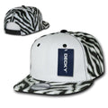 Decky Zebra White Front Animal Print Flat Bill Baseball Hats Caps-BLACK / WHITE FRONT-