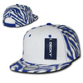 Decky Zebra White Front Animal Print Flat Bill Baseball Hats Caps-ROYAL / WHITE FRONT-
