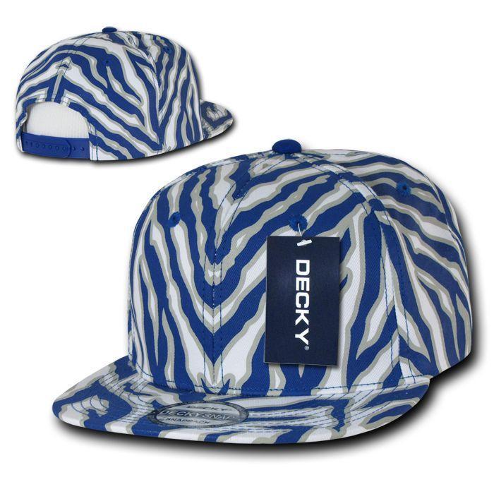 Decky Ziger Animal Print Flat Bill Hats Caps Baseball Zebra Snapback-BLACK-