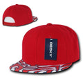 Decky Ziger Zebra Animal Two Tone Print Flat Bill Hats Caps Baseball-RED / ZIGER BILL-