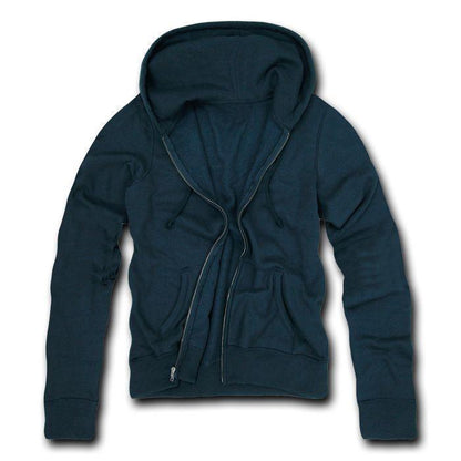 Decky Zip Up Hoody Hoodie Solid Sweatshirt Mens Women Unisex-Black-Small-