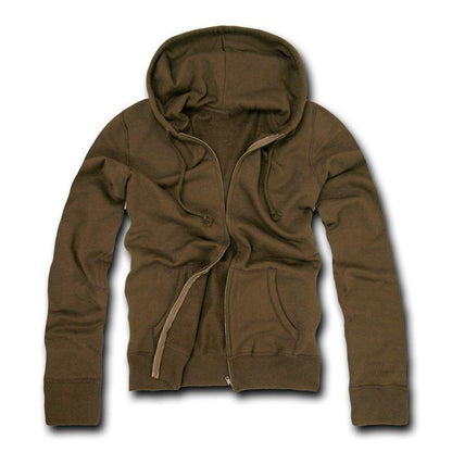 Decky Zip Up Hoody Hoodie Solid Sweatshirt Mens Women Unisex-Black-Small-