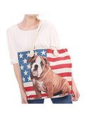 Designer Summer Tote Bags Eco Grocery Gym Work Beach Gifts For Women Wife Mom-American Dog-