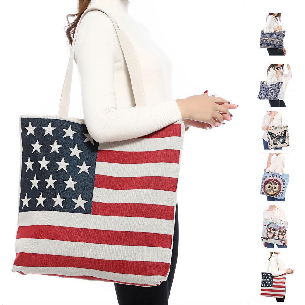 Designer Summer Tote Bags Eco Grocery Gym Work Beach Gifts For Women Wife Mom-Denim Elephant-