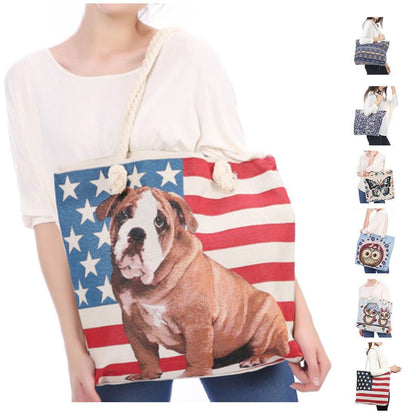 Designer Summer Tote Bags Eco Grocery Gym Work Beach Gifts For Women Wife Mom-Denim Elephant-