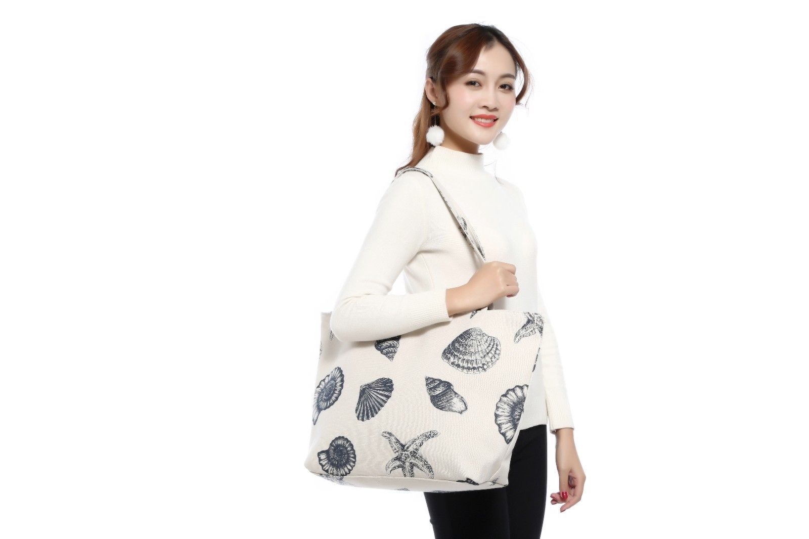 Designer Summer Tote Bags Eco Grocery Gym Work Beach Gifts For Women Wife Mom-Denim Elephant-