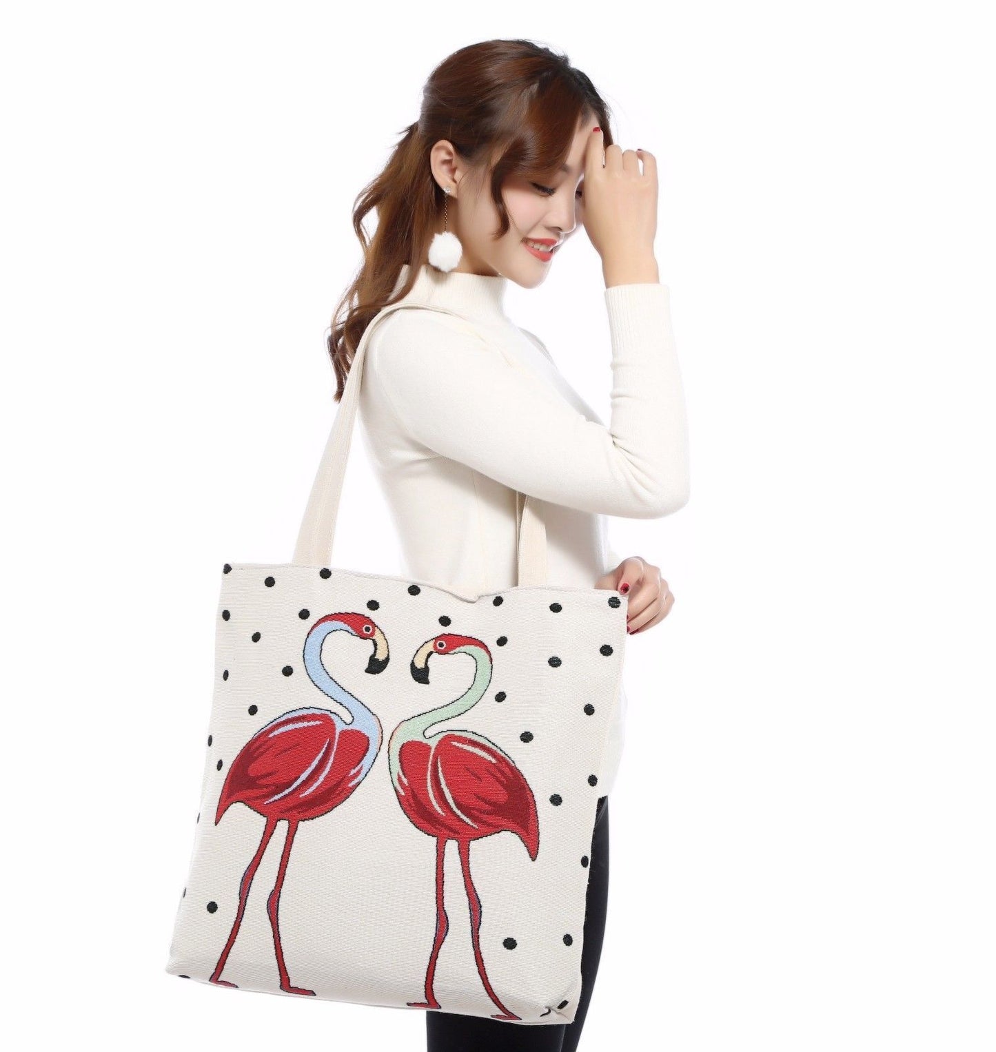 Designer Summer Tote Bags Eco Grocery Gym Work Beach Gifts For Women Wife Mom-Flamingos-