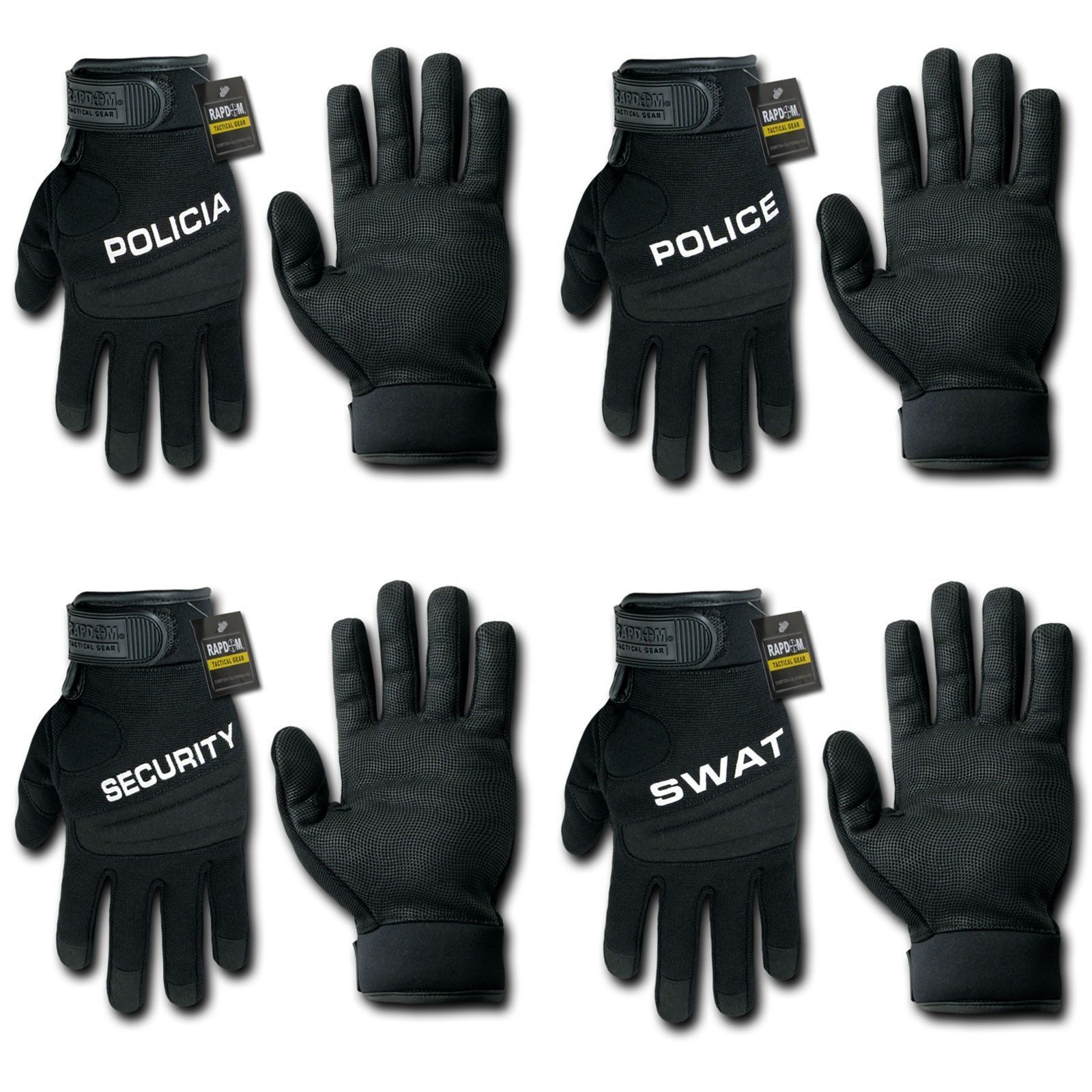Digital Leather Police Policia Security Swat Tactical Hatch Gloves-Black - Policia-Small-